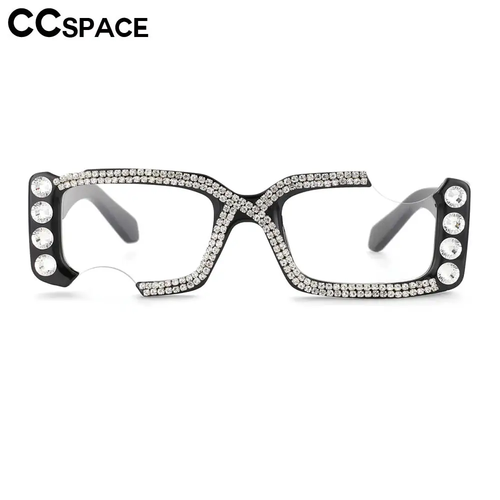 53614 femmes luxe diamant carré Anti bleu lunettes montures mode ordinateur lunettes Rectangle rose lunettes
