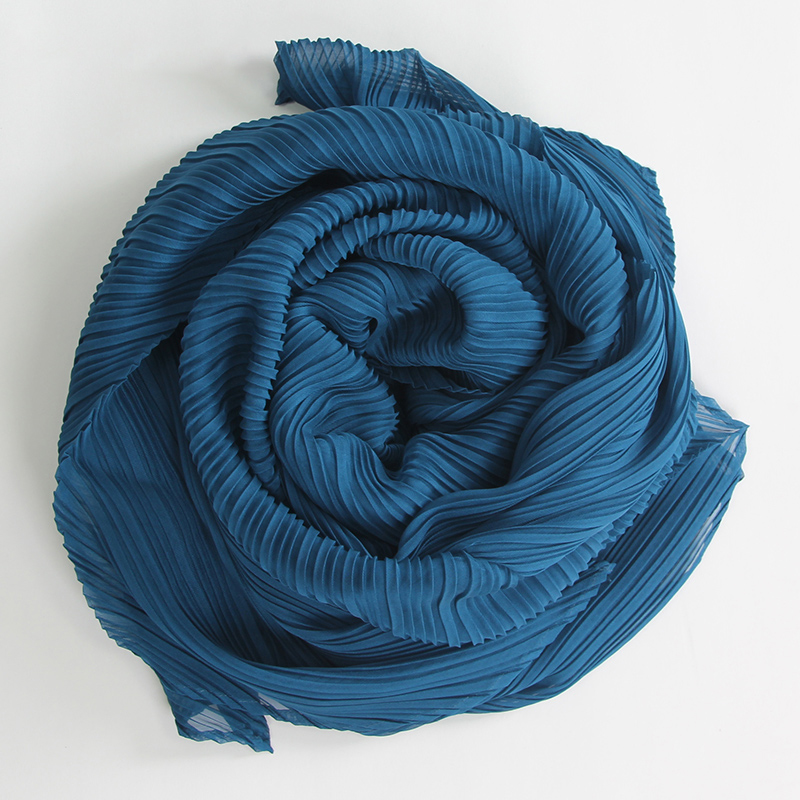 Miyake plissé large longue écharpe en soie printemps été automne hiver Cape femmes pare-brise châle épaule concepteur coréen écharpe