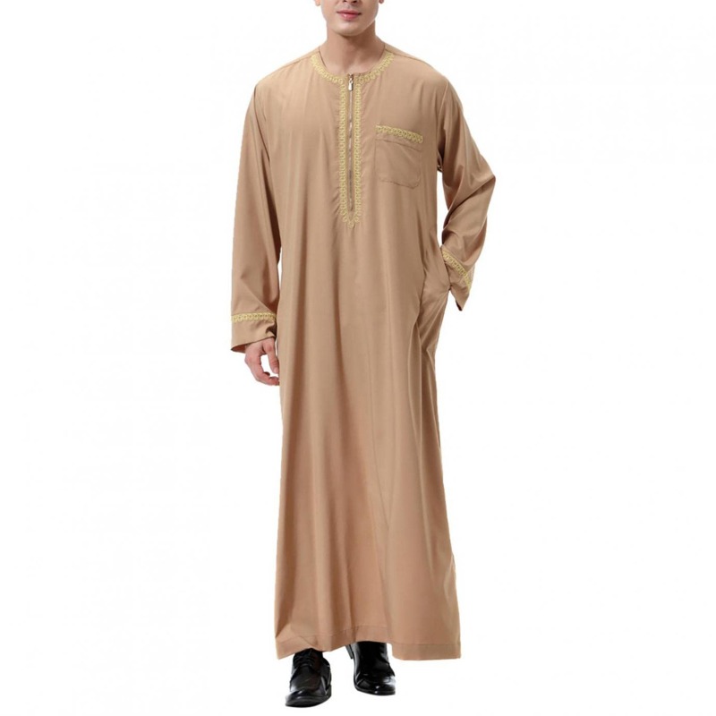 Nouvelle Robe Arabe Musulmane 2026 pour Hommes, Col Rond, Vêtement Islamique à Manches Longues, Confortable