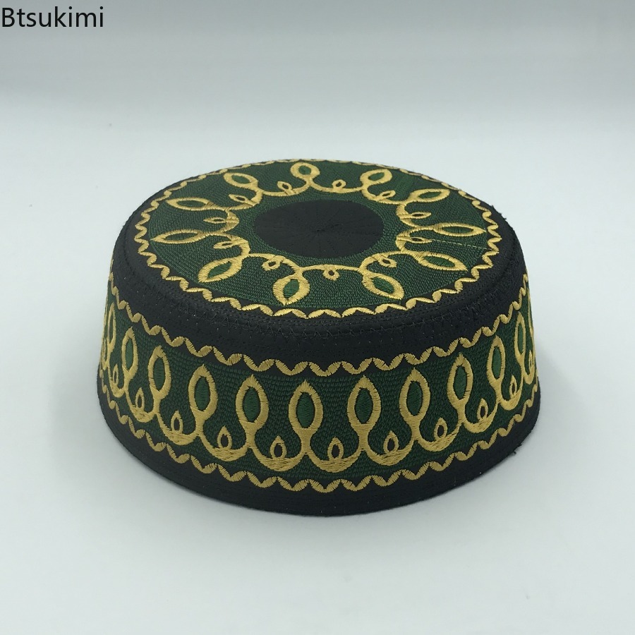 Mode musulmane broderie chapeaux hommes prière culte chapeaux décontracté fête de mariage arabie saoudite Turban casquette enfants islamique chapeau plat