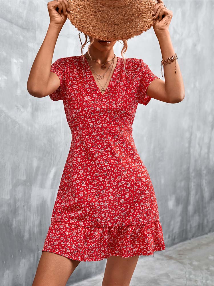 Robe d'été courte style Boho pour femmes, col en V, imprimé Floral, robe de soirée, Mini robe bohème à fleurs pour femmes