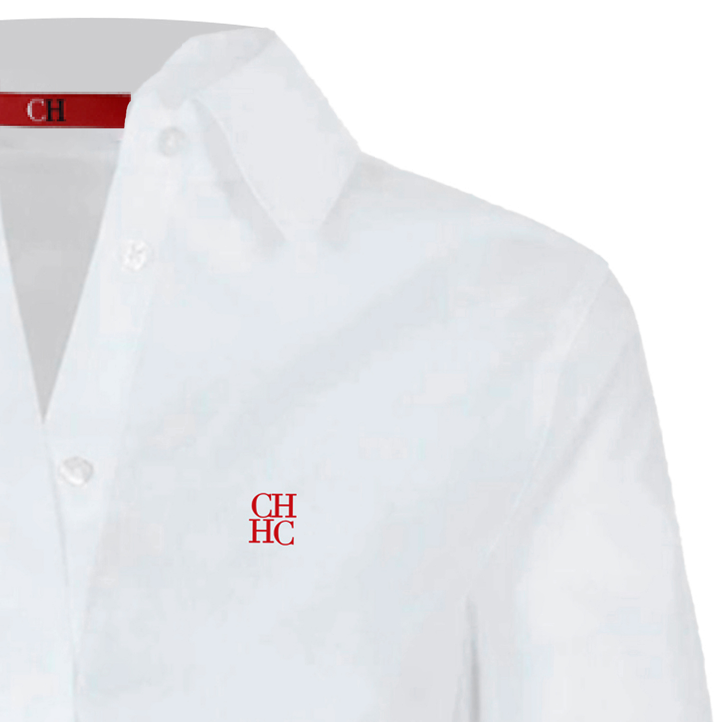 Vêtements pour femmes CH - Chemise blanche boutonnée pour femmes avec logo CHHC brodé, manches longues, décontractée, formelle, pour le bureau