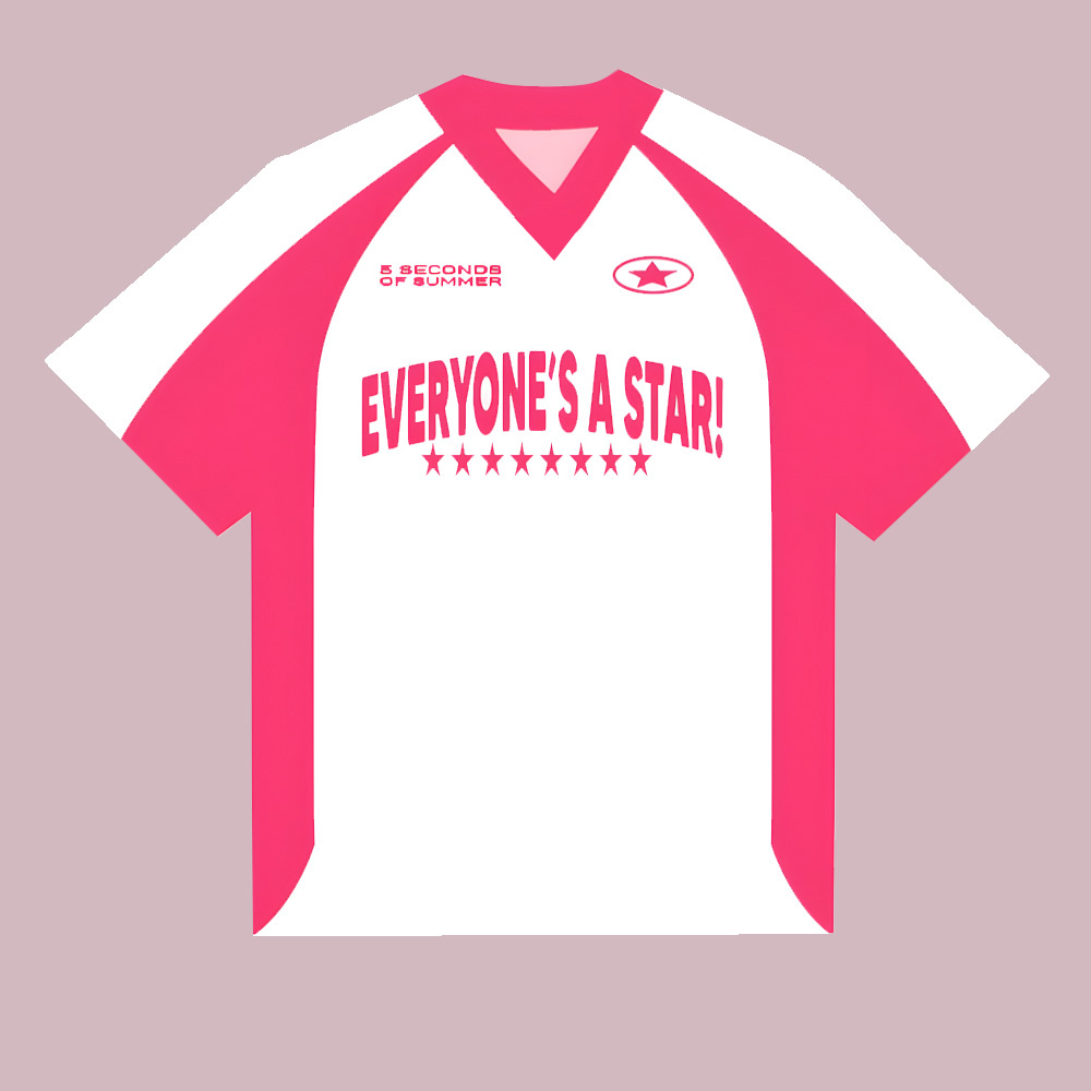 Chemise en jersey 5 Seconds of Summer 5SOS EVERYONE'S A STAR! T-shirt unisexe à col en V, hauts streetwear Y2K pour femmes