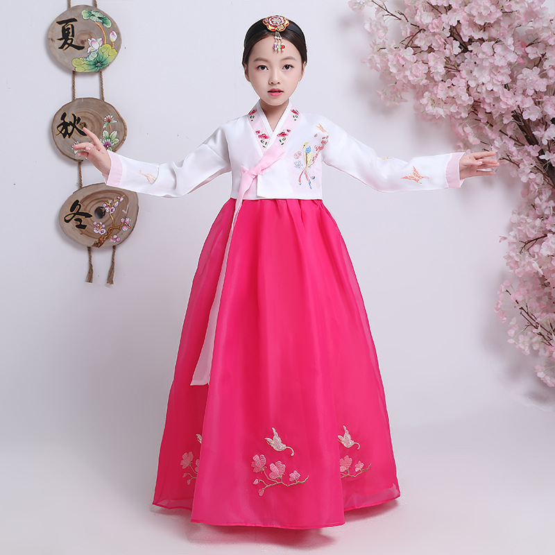 Robe traditionnelle Hanbok pour enfants, costume de princesse coréenne de la cour royale, broderie, vêtements de fête de mariage pour spectacle sur scène