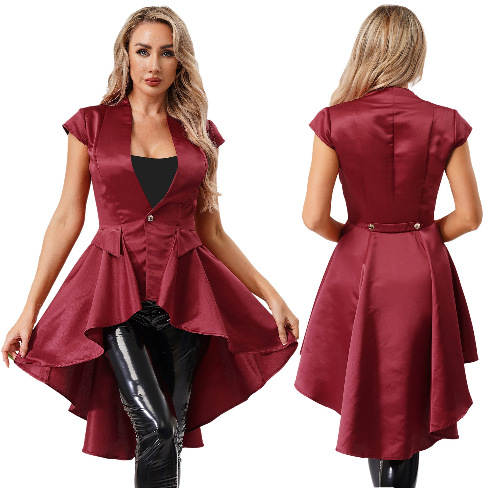 Costume de Cosplay de Vampire de la Renaissance médiévale pour femmes, gilet de cascade victorienne, manteau de queue Steampunk pour fête de carnaval d'halloween