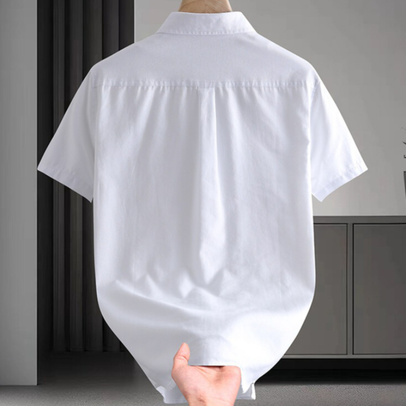 Chemise Habillée Homme Grande Taille 5XL, Manches Courtes, Été, 100% Coton Oxford, Couleur Unie, Col Rabattu, Coupe Standard, Haut Quotidien
