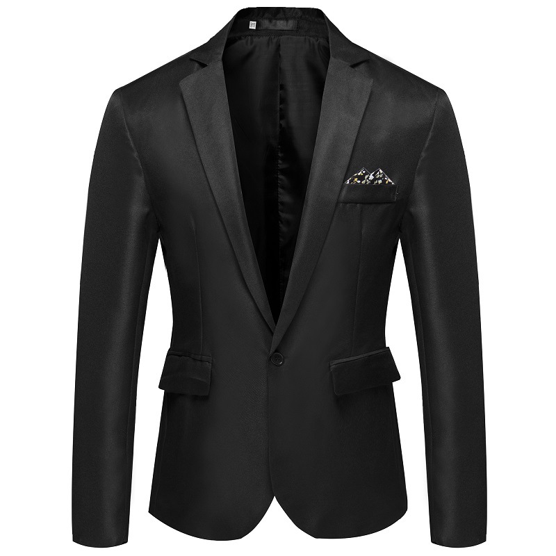 Hommes formel Style d'affaires coupe ajustée simple bouton costume veste couleur unie revers Satin marié mariage Banquet hommes costume manteau