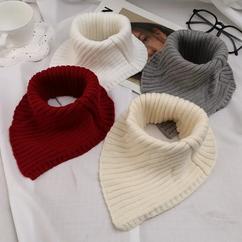 Mode couleurs foulard chaud résistant au froid enveloppement dame extérieur hiver tricoté écharpe anneau haute élastique laine col haut pour les femmes