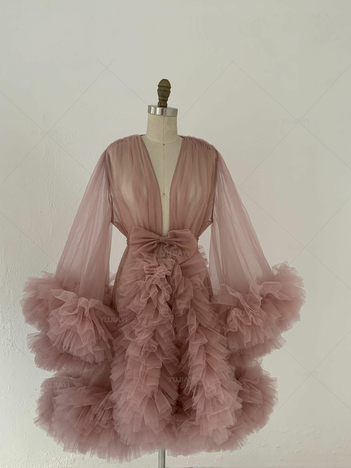 Dames Robe de chambre Perspective pure courte Robe en Tulle gonflé grossesse Robe de maternité femmes chemise de nuit vêtements de nuit pour Photoshoot