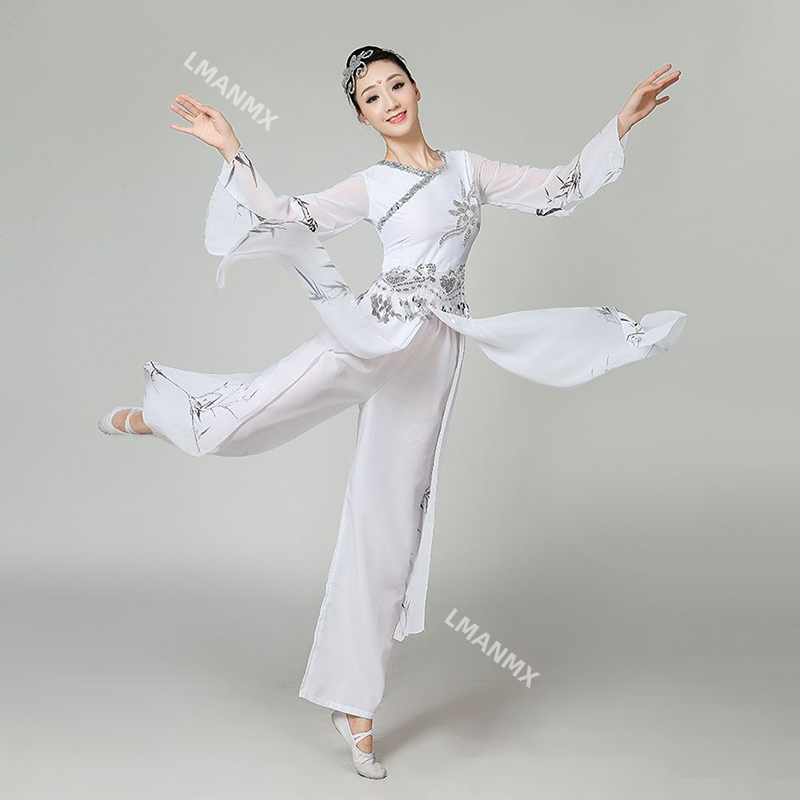 Vêtements de danse classique traditionnels pour femmes, danse folklorique chinoise, robe Guelfor, manches d'eau, vêtements Yangko, jupe prairie, pantalon, hanfu