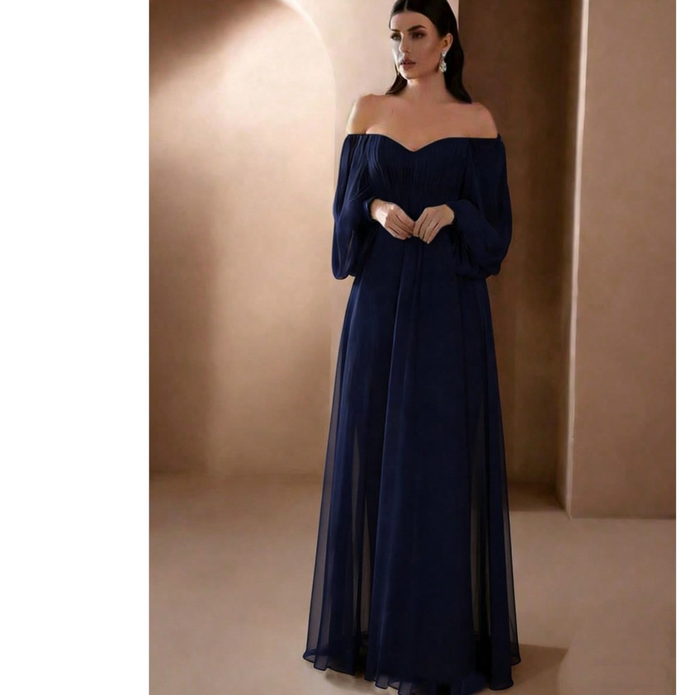 Robes pour femme robes élégantes couleur unie Robe de soirée mince Sexy une ligne cou Style Simple manches longues Style Simple