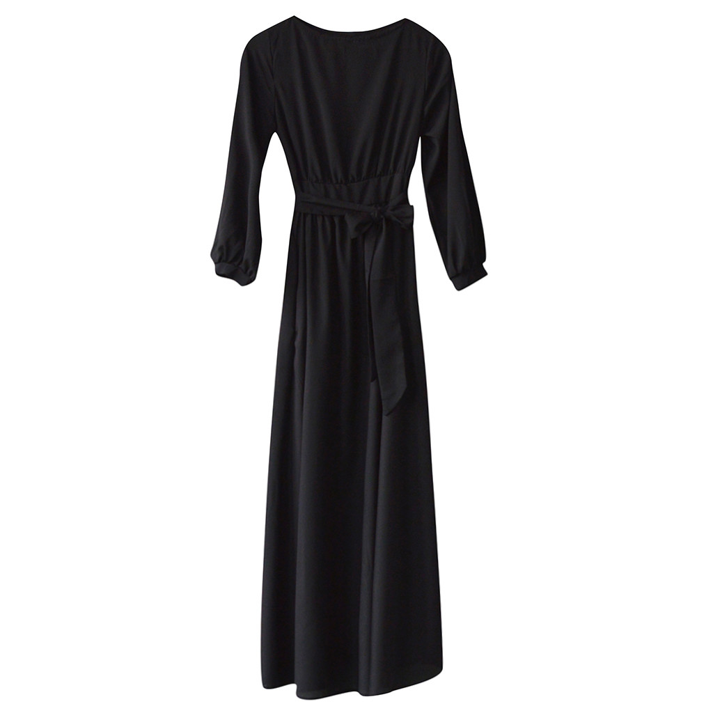 Robe trapèze à manches longues pour femmes, robes formelles à taille haute, vintage, col rond, robes longues médiévales, solide