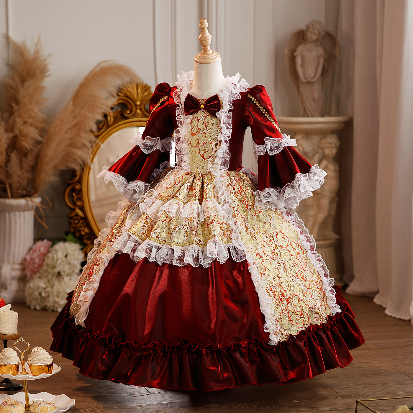 Tenue de carnaval Rococo pour enfants, robes de soirée Lolita victorien Marie Antoinette, Costume de Cosplay de fête de vacances pour enfants