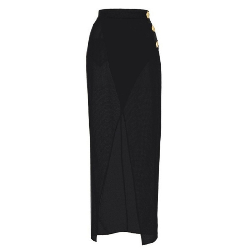 Mode crème solaire Bikini couvrir femmes froncé conception taille haute côté fente jupes longues 2025 nouvelles vacances élégant Chic vêtements de plage