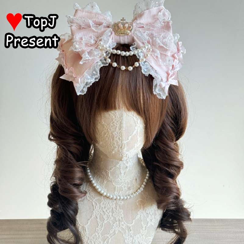 Serre-tête Lolita Gothique Élégant à Oreilles de Lapin Japonais, en Dentelle et Perles, avec Volants, Accessoire de Coiffure