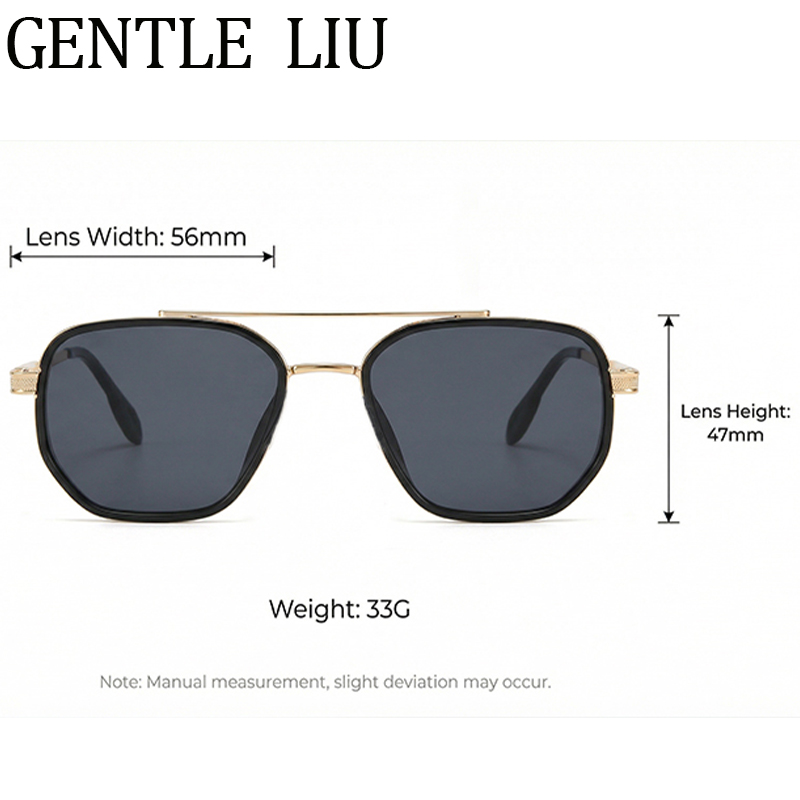 Lunettes de soleil polarisées carrées pour femmes 2026 – Marque de luxe vintage punk, verres photochromiques, double pont métallique, pour dames