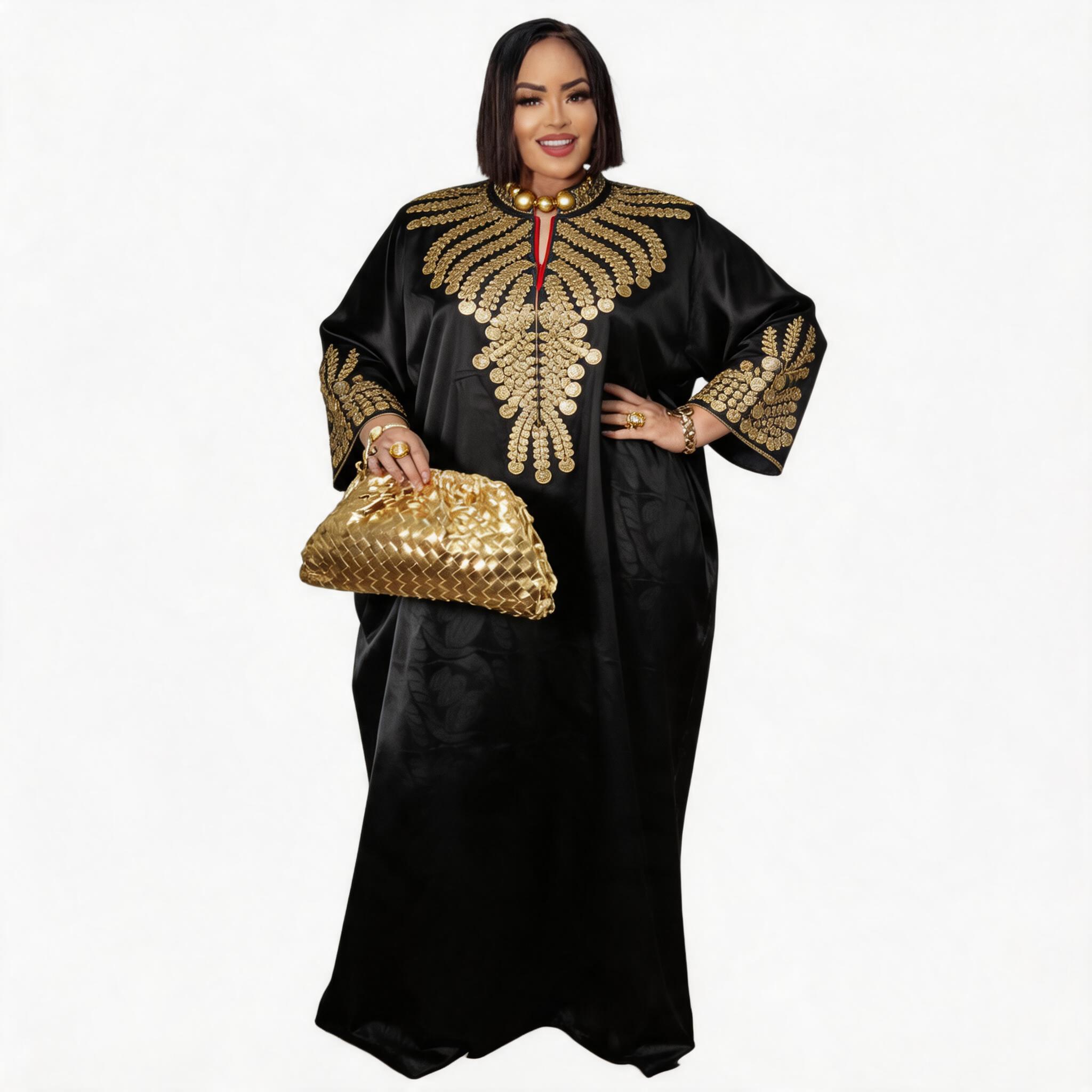 Robe africaine pour femmes, abaya brodée, grande taille, élégante, pour fêtes et cérémonies