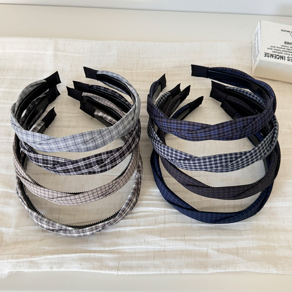 Serre-tête torsadé style coréen pour femmes, nouveau motif écossais 2026, bandeau denté, accessoires de mode quotidiens pour filles