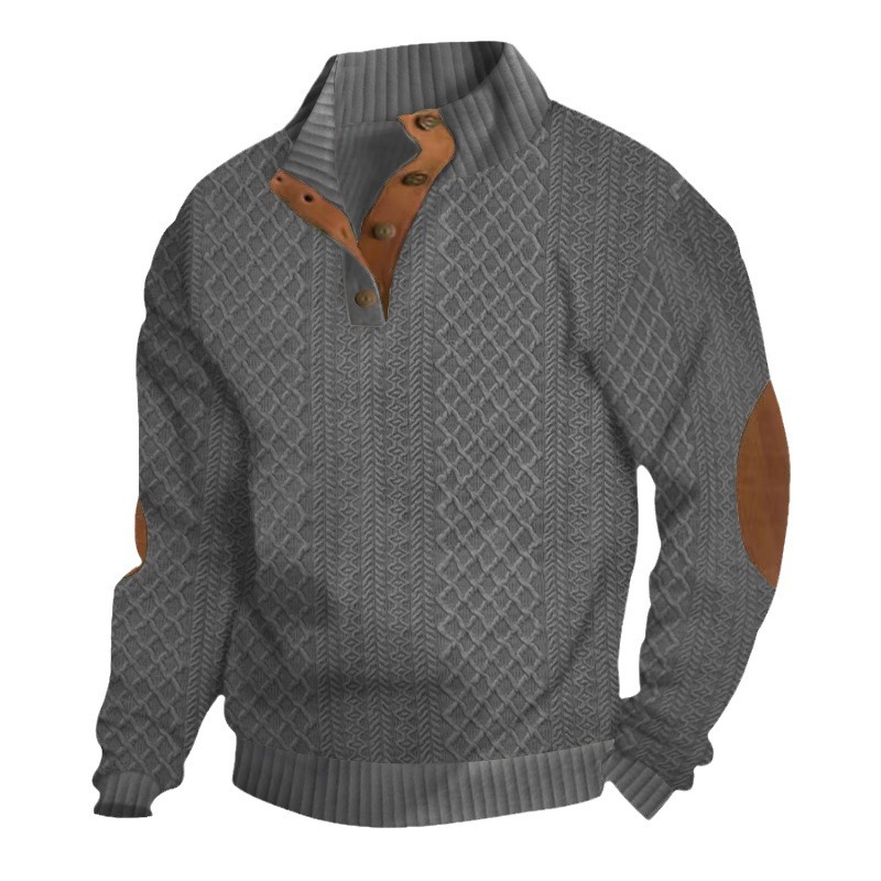 Pull Homme 2026 Décontracté Automne Col Montant Manches Longues Style Européen Sweat-shirt Tricoté Jacquard pour Extérieur