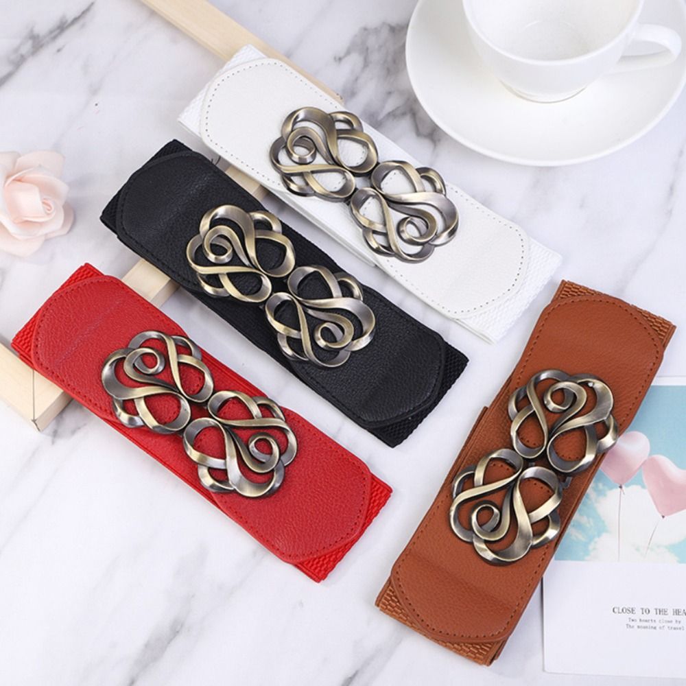Ceinture en cuir de haute qualité pour femme, 60-80cm, pour robe, élastique, laiton, rétro, structure, pardessus, bande étirée, durable