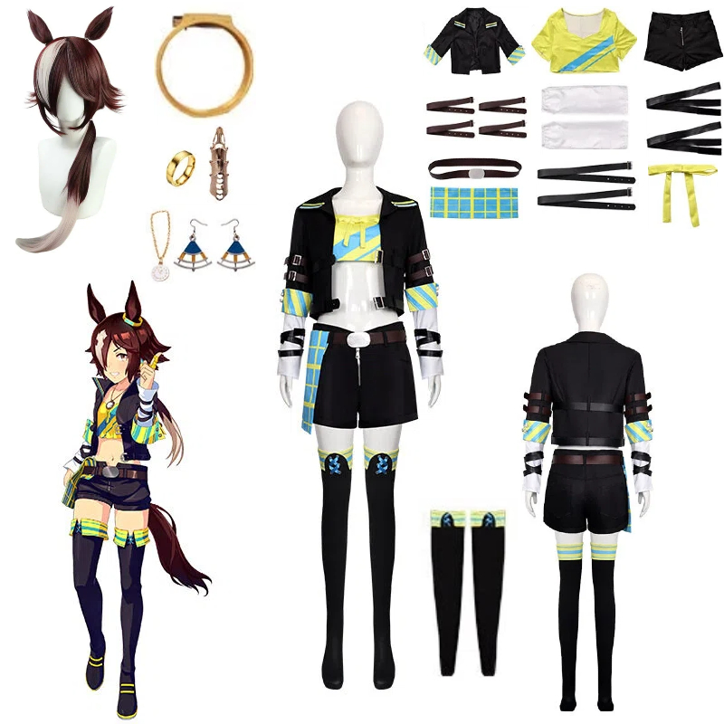 Costume d'anime Uma Musume, boucles d'oreilles, collier, bracelet, accessoires, bracelet de bras, tenue de course Pretty Derby Vodka, ensemble complet pour Halloween Cosplay