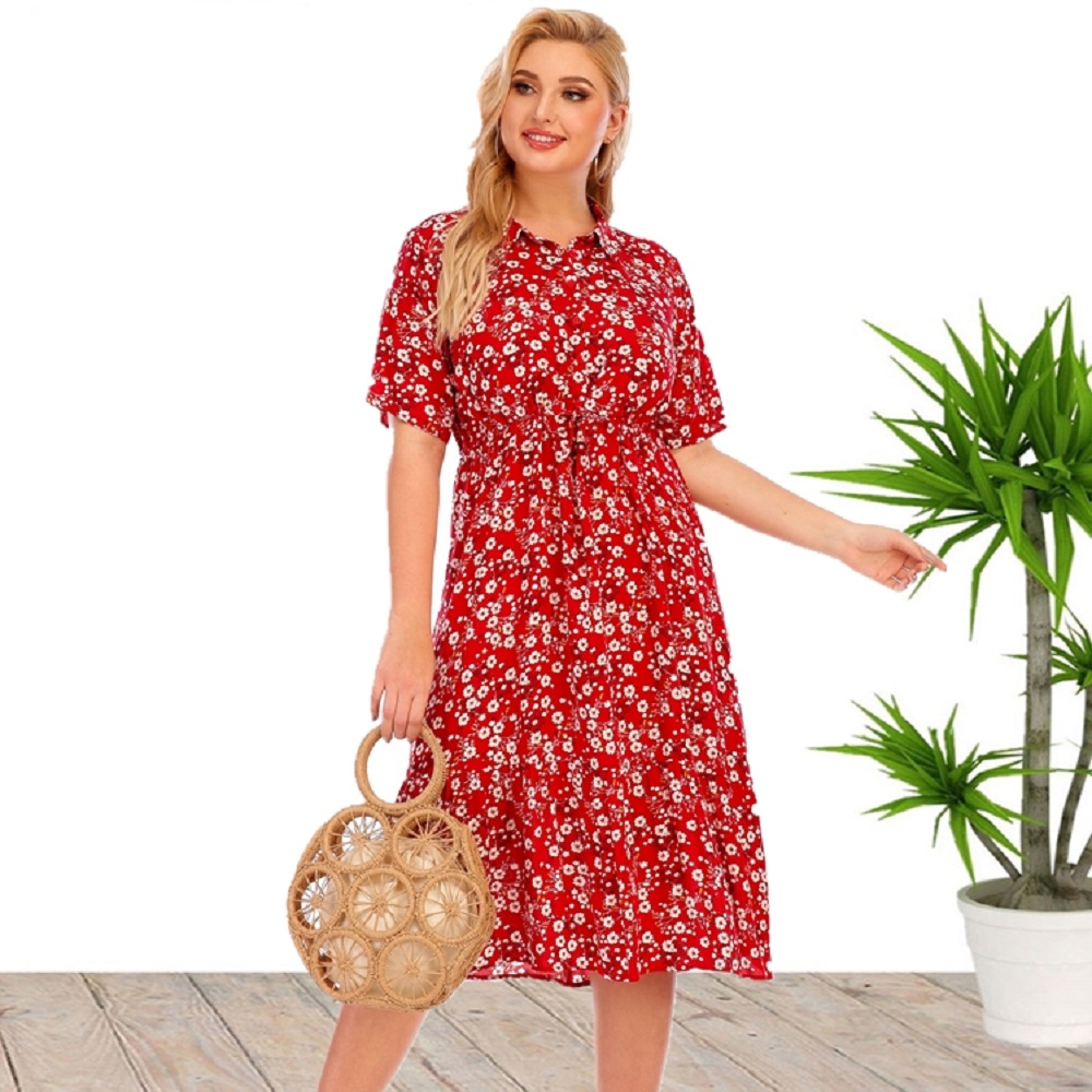 Robe à Manches Courtes et Col en V pour Femme, Tenue Décontractée en Viscose, Grande Taille, Nouvelle Collection, Offre Spéciale