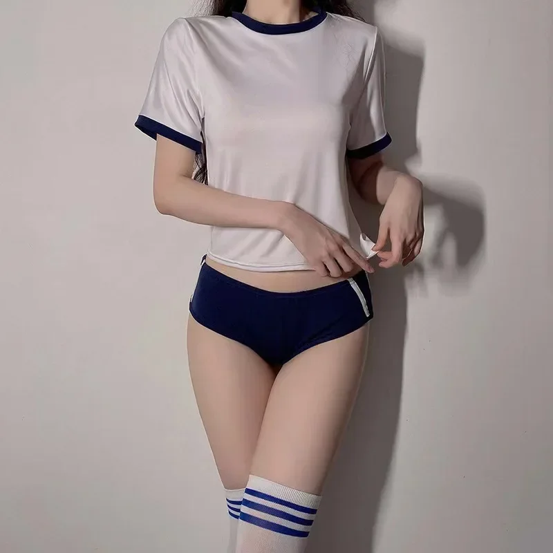 Tenue de gymnastique pour étudiants, uniforme de pom-pom girl, costume de sport scolaire, Sukumizu, cosplay, mini-jupe, chemisier moulant