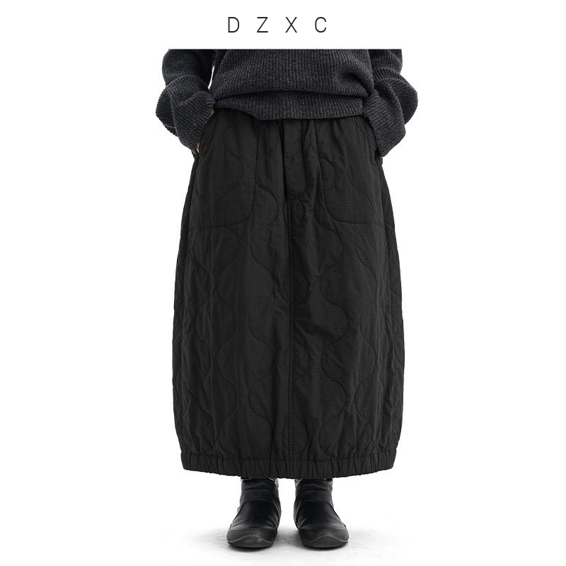 Jupe classique noire avec rembourrage en laine d'alpaga, nouvelle jupe décontractée et polyvalente pour femme, collection automne-hiver 2025