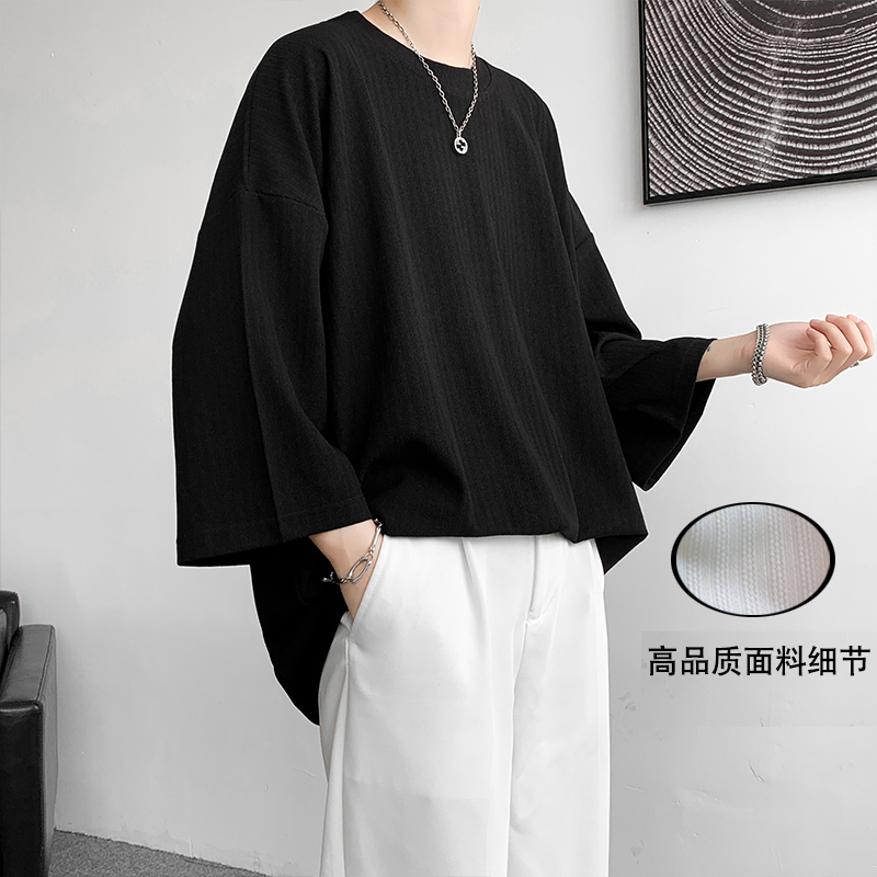T-shirt ample pour homme en soie glacée, collection été 2026, manches courtes, style Harajuku, couleur unie, simple, pour le quotidien