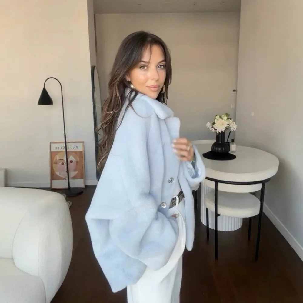 Manteau en laine à la mode pour femmes, Gluteti doux, fourrure, tempérament, haut de gamme, automne, hiver, nouvel article