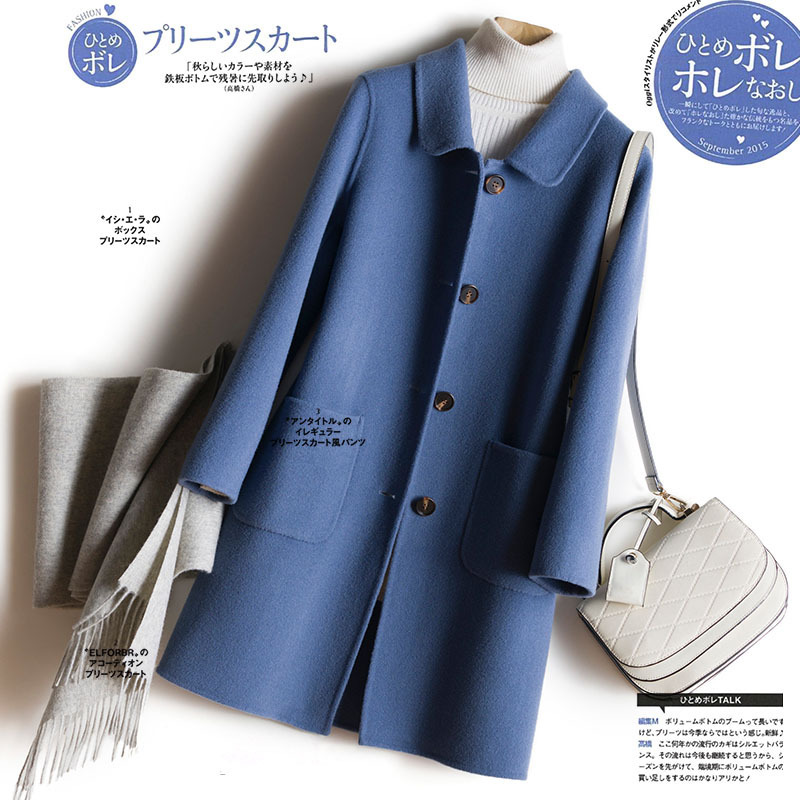 Manteau en laine 100% double face mi-long pour femme, élégant, style OL, simple boutonnage, veste d'hiver 2026