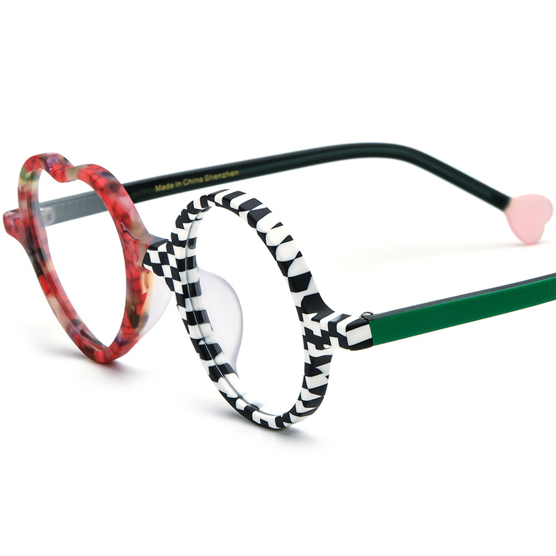 Monture de lunettes tendance multicolore pour femmes, de marque, design cœur rond, lunettes japonaises faites à la main pour hommes, montures fines