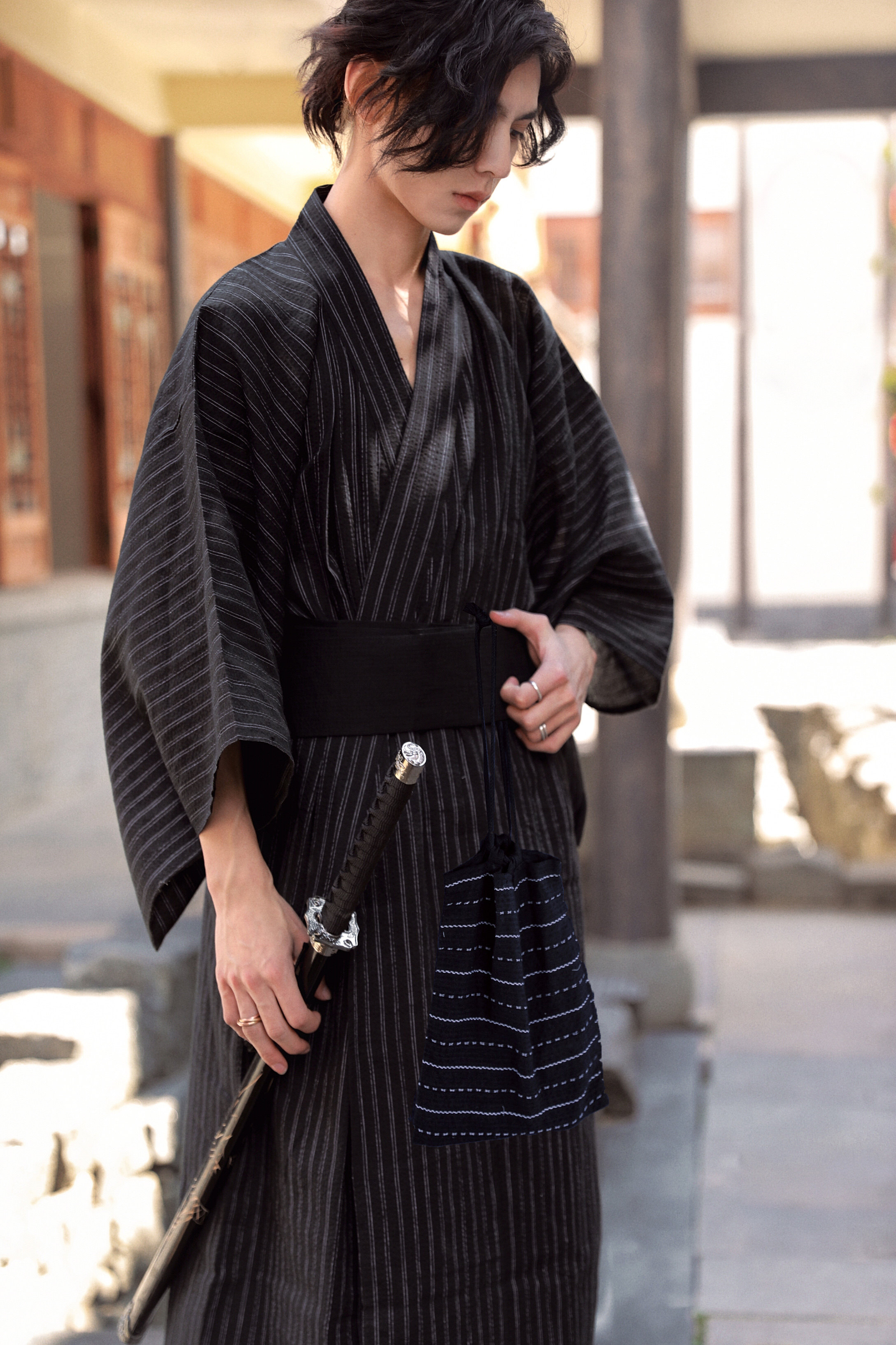 Sac fourre-tout japonais Kinchaku en pur coton avec cordon de serrage, sac à main pour robe Yukata, mini trousse de maquillage Shingen-Bukuro, accessoires pour kimono japonais