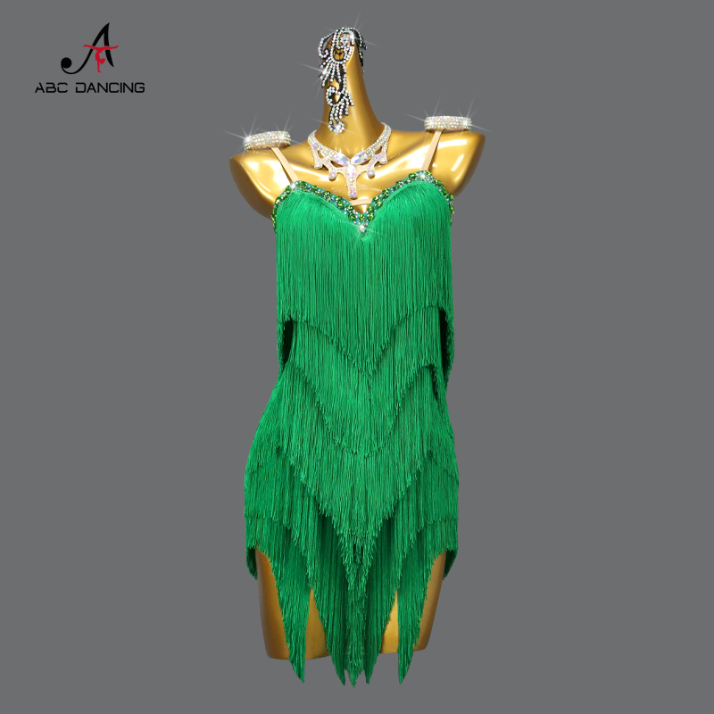 Robe de danse latine pour femmes, costumes de danse pour filles, jupes à franges, tenue de scène, de bal, de soirée, de sport, vêtements de soirée pour femmes, Samba