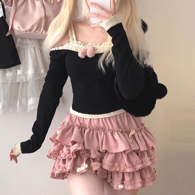 Femmes jupe courte femme taille élastique Tutu jupes à volants a-ligne Mini jupe gâteau plissée