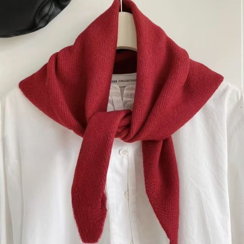 Écharpe tricotée en laine coréenne, écharpe triangulaire chaude pour femmes, foulard chaud en tricot, enveloppe pour cheveux, automne et hiver