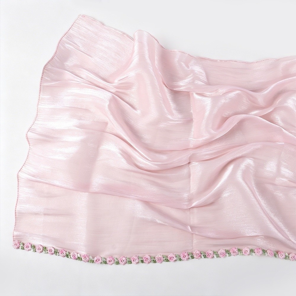 Foulard pour femmes ﻿ Voile polyvalent léger et brillant à motif floral, hijab drapé respirant pour événements formels