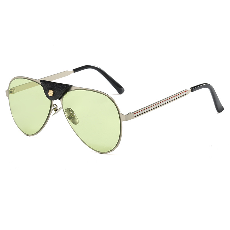 Lunettes de soleil de luxe pour femmes, nouvelle coque en cuir, lunettes de soleil Punk à grande monture, lunettes rétro européennes et américaines, oculaires ovales pour hommes
