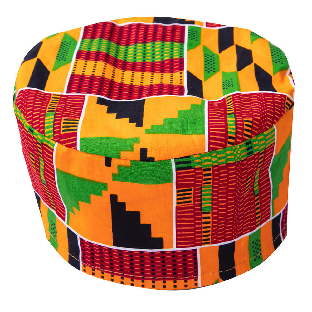 Chapeau Kufi à motif de Kente africain et châle à ceinture étole pour tenues de fête de l'histoire des noirs africains