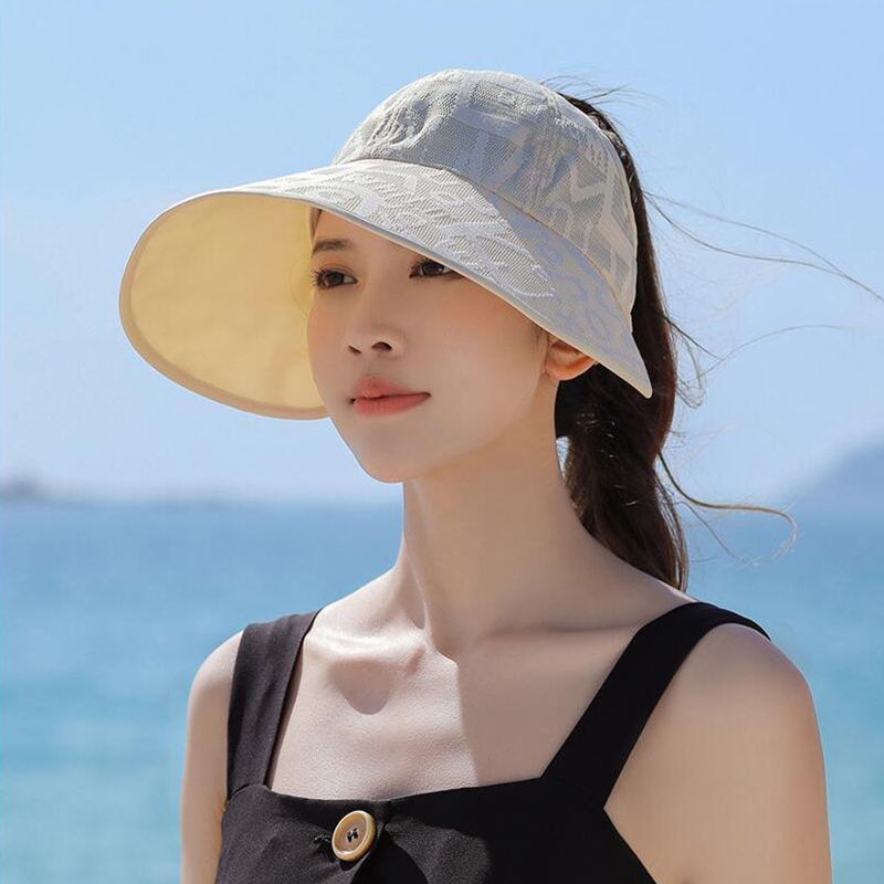 Chapeau de soleil d'été pour femmes, grande bord, casquette queue de cheval vide pour voyage en plein air, plage, visières de Protection solaire, Protection UV, chapeaux de pêcheur 모자