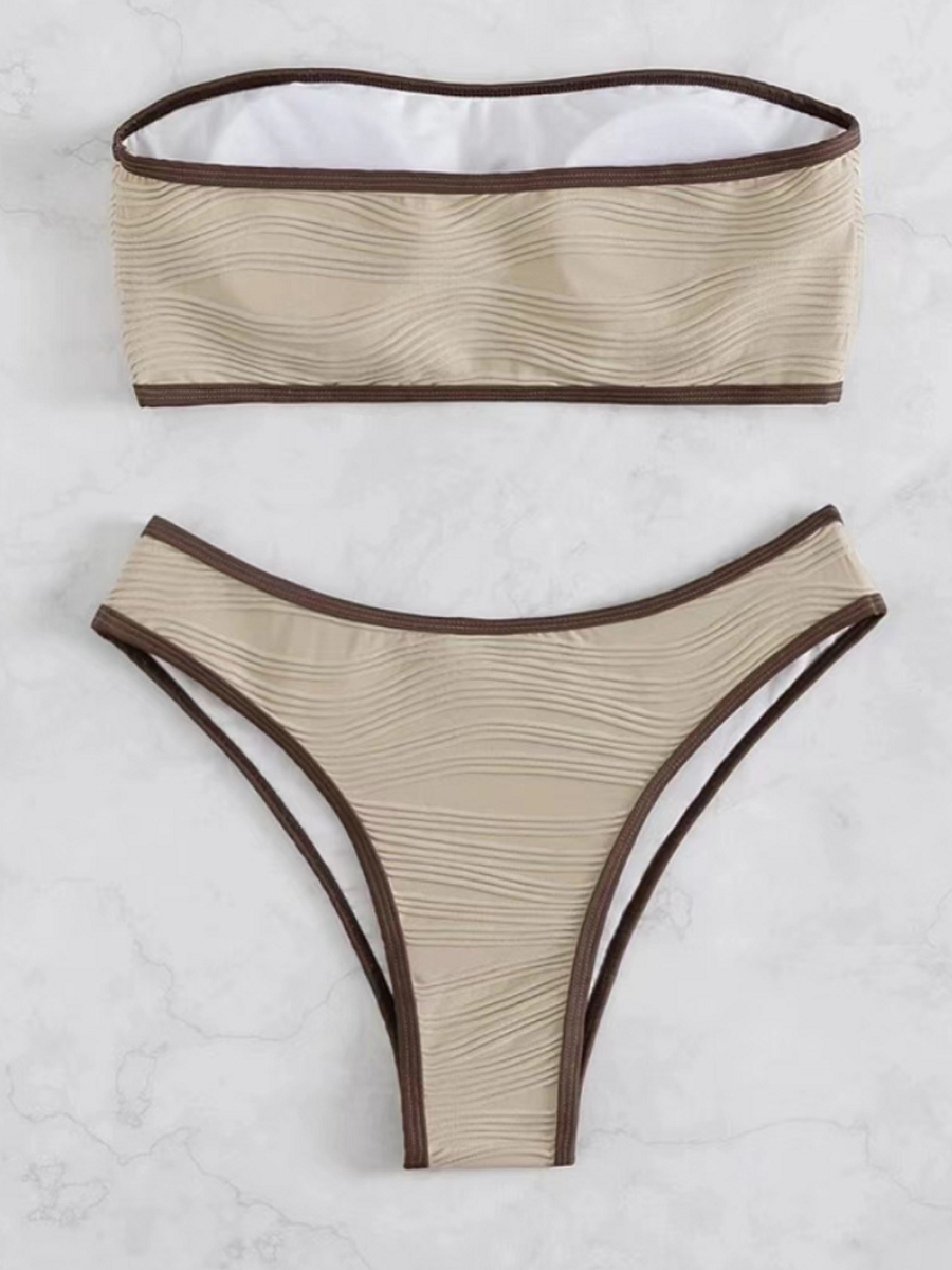 Maillot de bain string sexy push-up pour femme 2026, avec bande contrastante, bikini bandeau, tenue de plage estivale