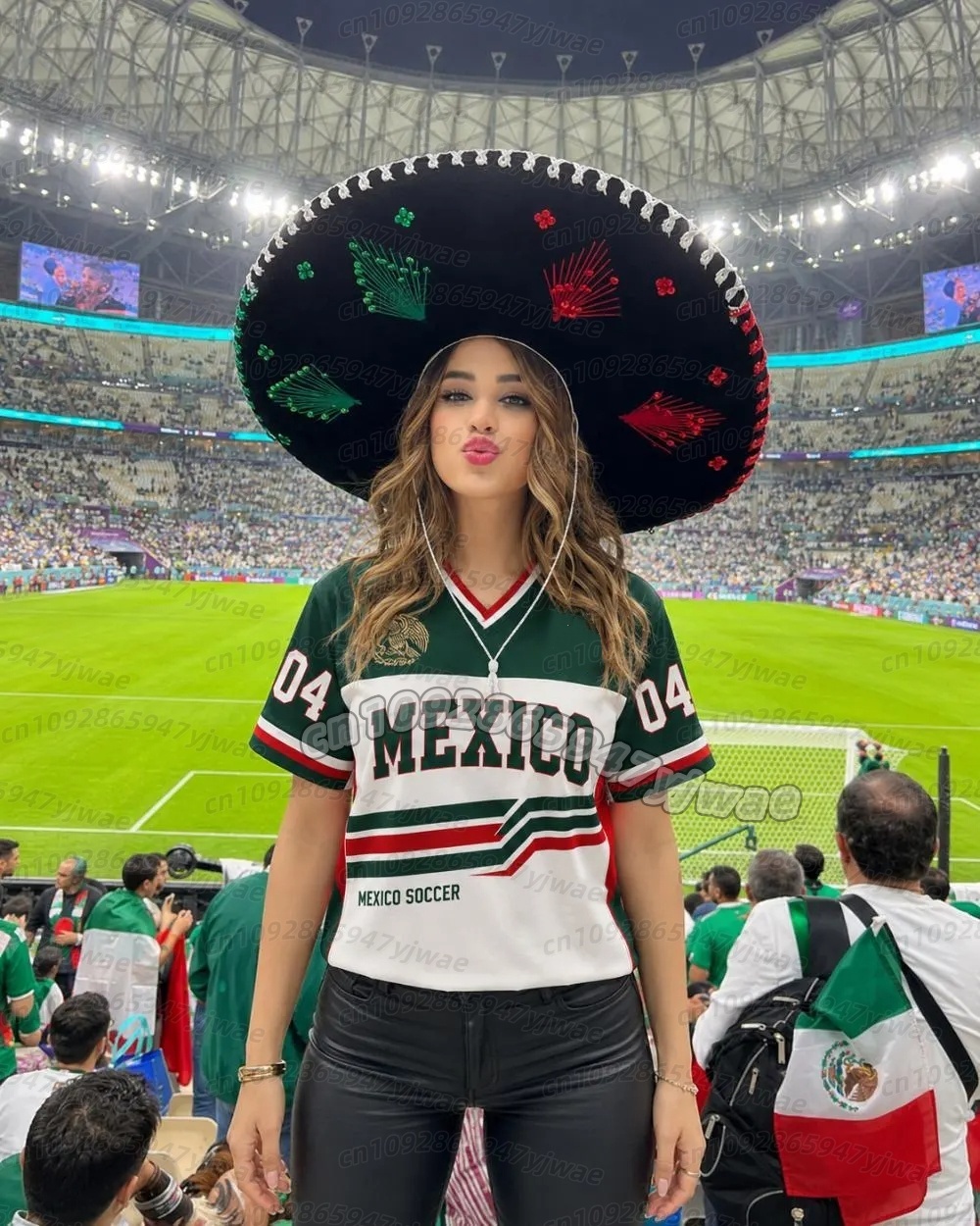 T-shirt Mexique 26 pour femme, col en V, été, pour fans de football du Mexique, séchage rapide, pour homme et femme