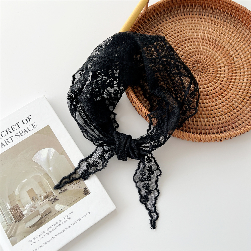 Écharpe en dentelle évidée pour femme, foulard de cheveux, hijab triangle, écharpe de cou, élégant, solide, document, mode féminine, présidence