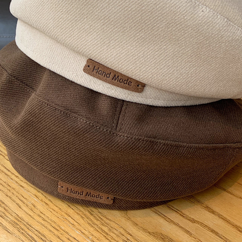 Béret d'automne pour femmes, casquette de peintre d'artiste marron Vintage pour dames et filles, chapeaux octogonaux chauds de couleur unie