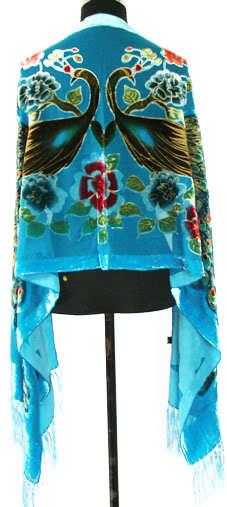 InjSatin Velvet Cape pour femme, étole pashmina perlée, style chinois, silencieux paon brodé, rose chaud, nouveauté, 175x54cm, C020
