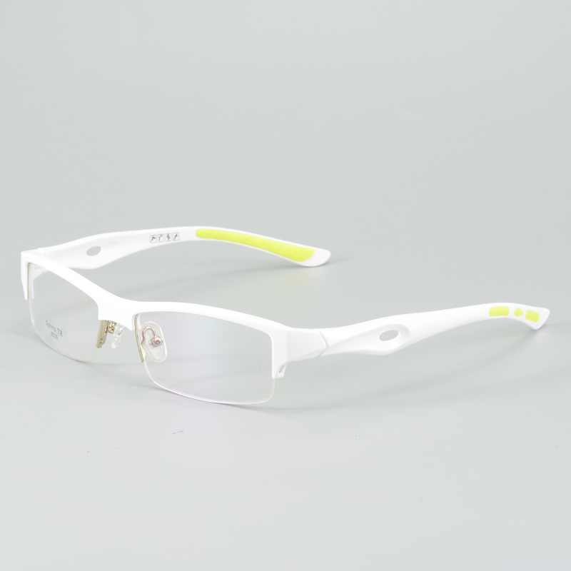Monture de lunettes blanche demi-cerclée pour hommes, style sportif, adaptée au fitness, à la course à pied et au marathon, peut être équipée de verres correcteurs, en matériau silicone Tr90, couleur chair blanche