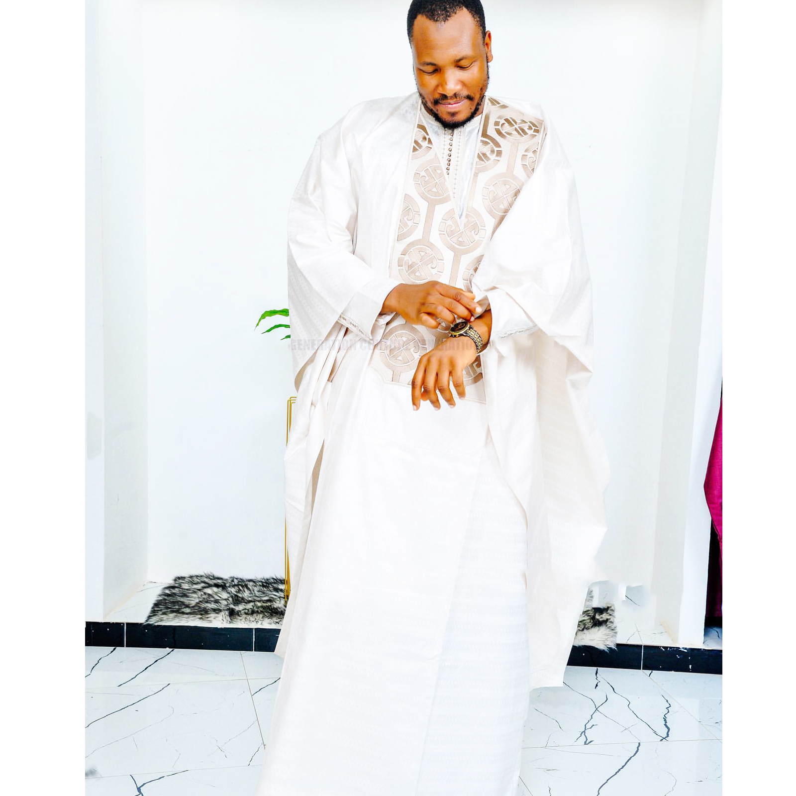 Vêtements africains pour hommes, haut à manches longues, Design brodé traditionnel, ensemble de 3 pièces