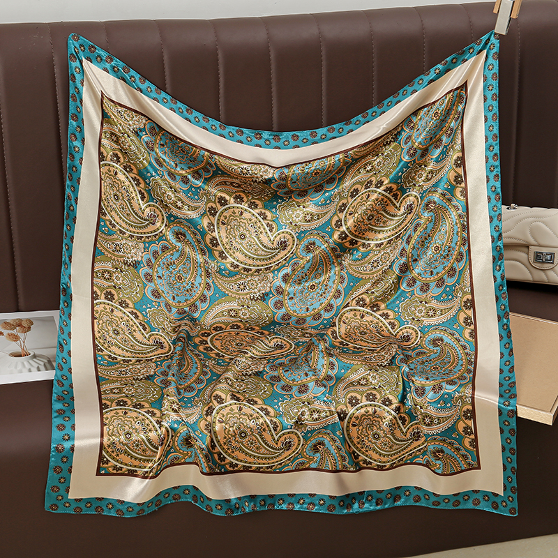 Foulards en soie de haute qualité 90x90cm, mouchoir imprimé à motifs de cajou, foulards carrés, Bandana en soie pour femmes, accessoires de sac