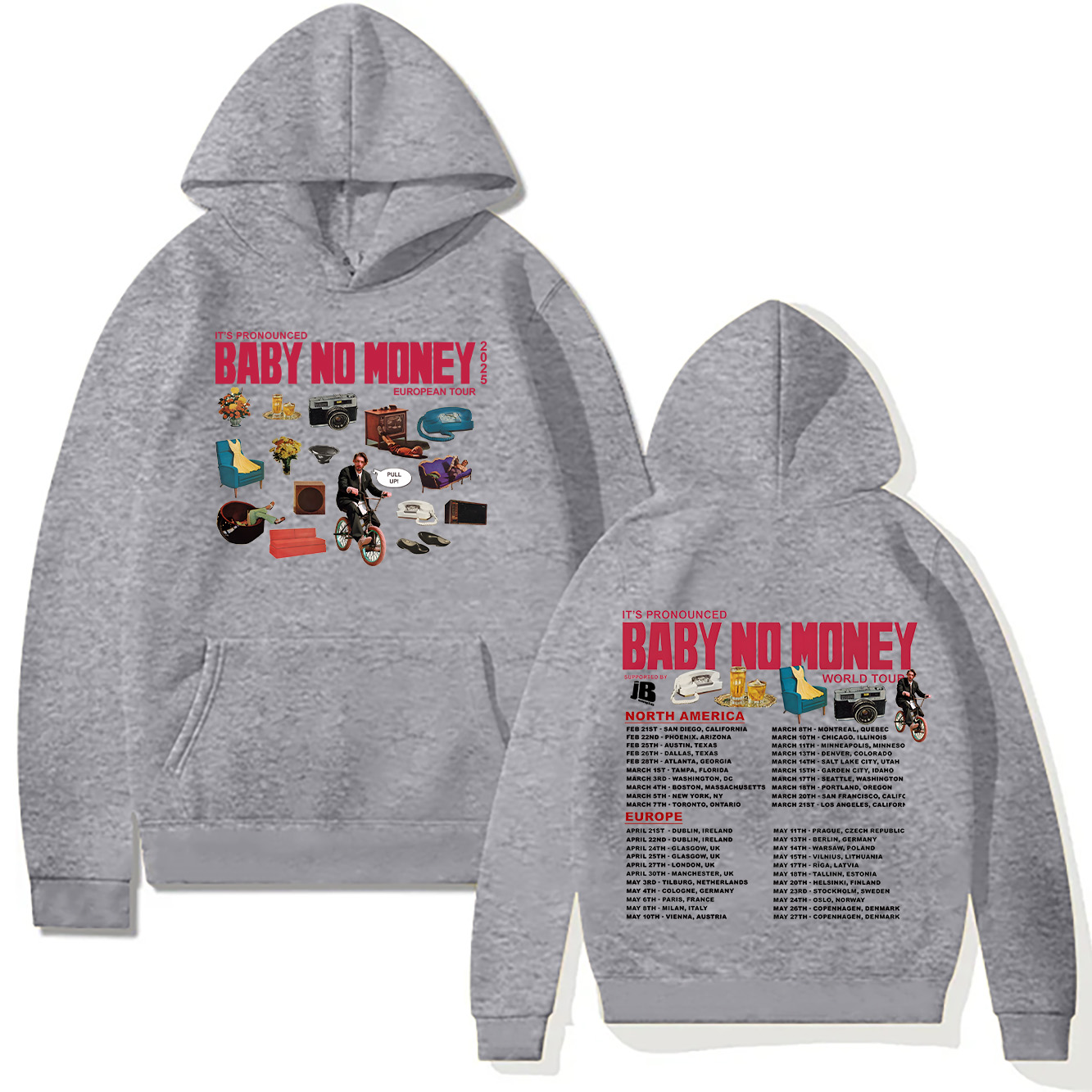 Bbno $ nouveaux sweats à capuche c'est prononcé bébé pas d'argent Tour européen 2025 sweat hommes femmes pulls Harajuku vêtements d'automne créatifs