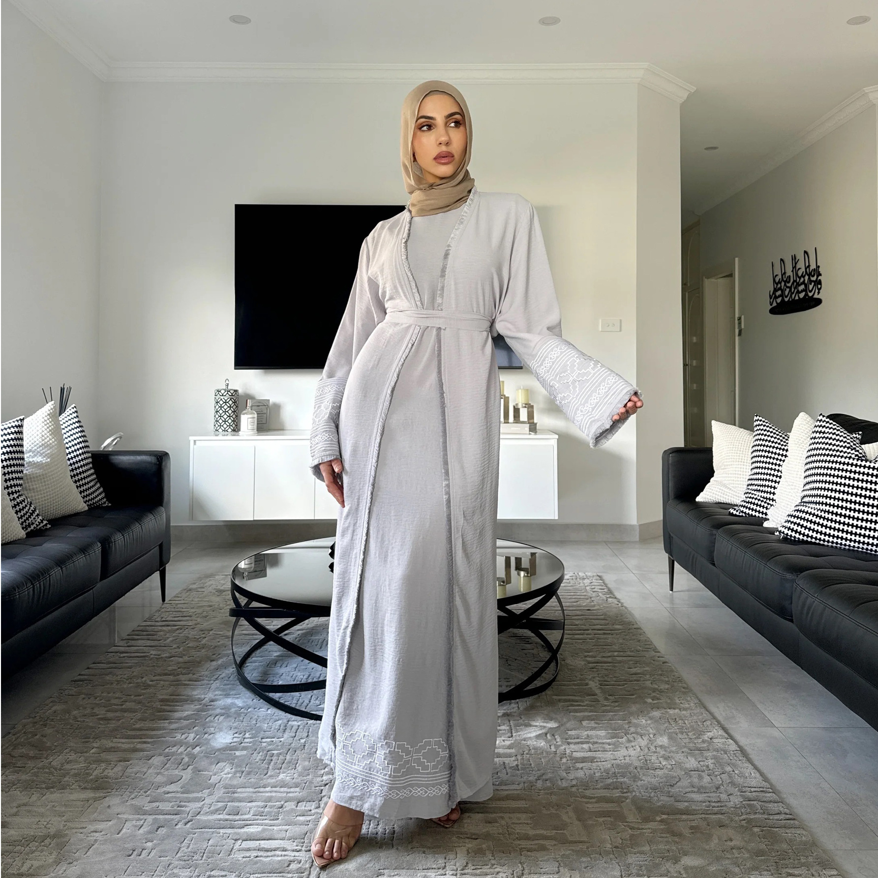Eid broderie Abayas pour femmes Robe musulmane dubaï luxe turquie caftan Islam vêtements Kebaya Caftan Marocain Femme Robe Kimono